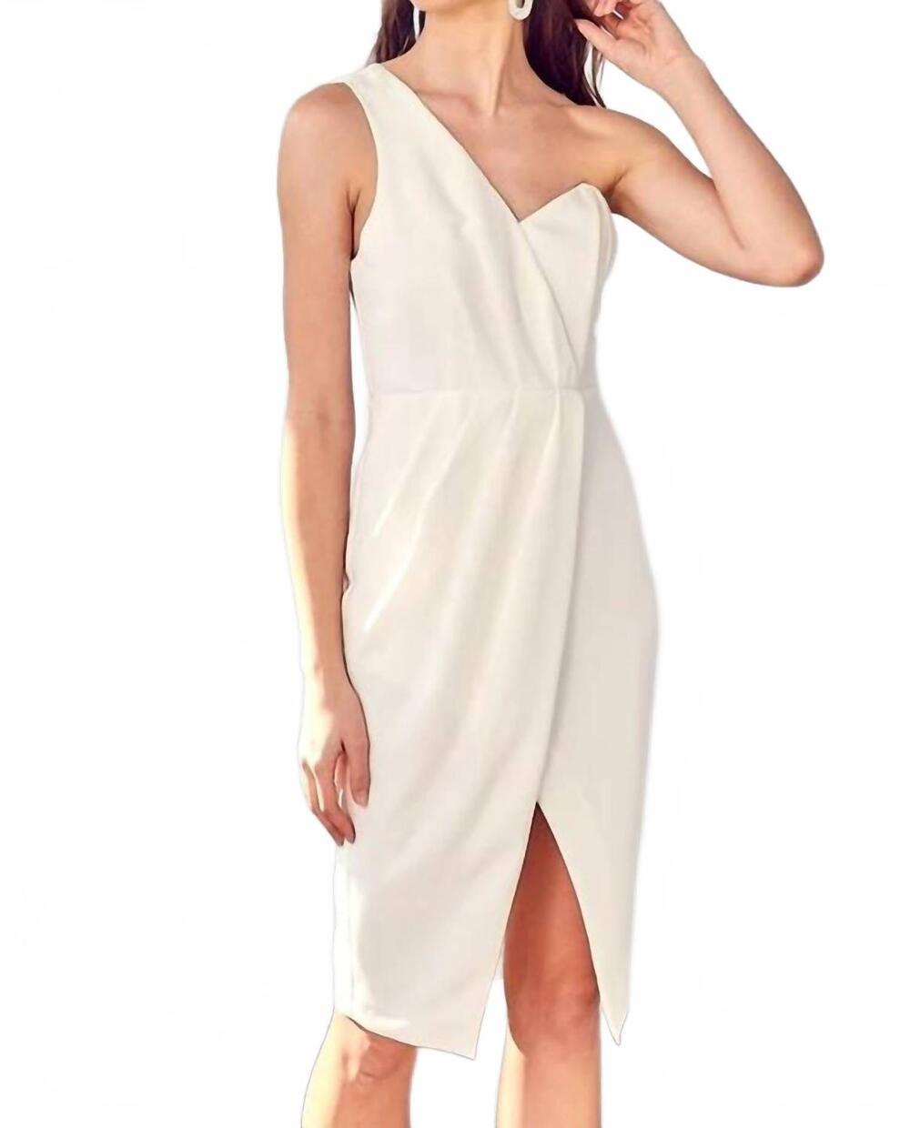 NEW DO+BE one-shoulder fitted midi dress in white